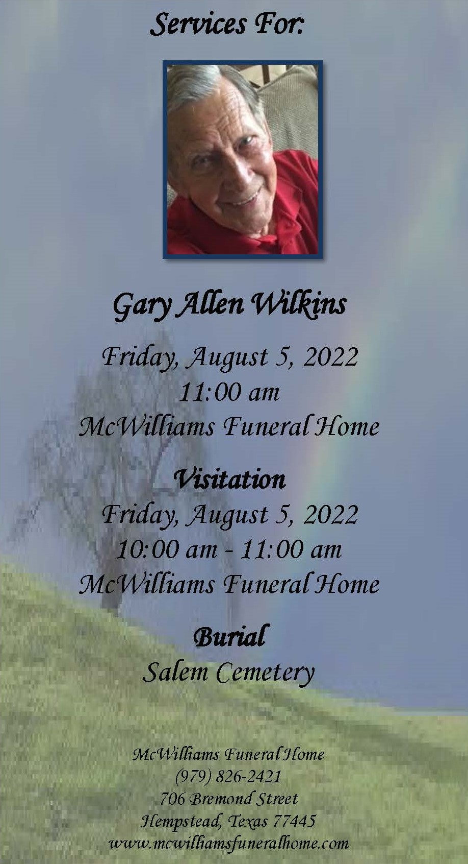 Service Information McWilliams Funeral Home